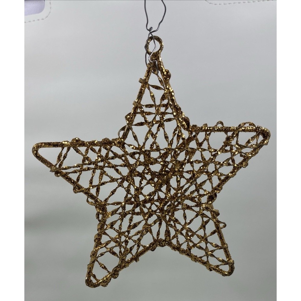 Vintage‎ Gold Twisted Wire Wrap Star Ornament 5"